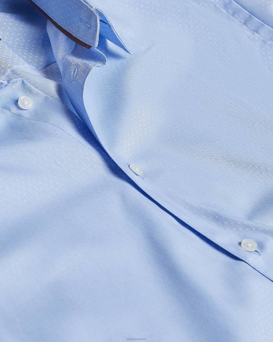 Ted Baker Hommes 60VD1441 vêtements chemise à pois à manches longues newtss bleu