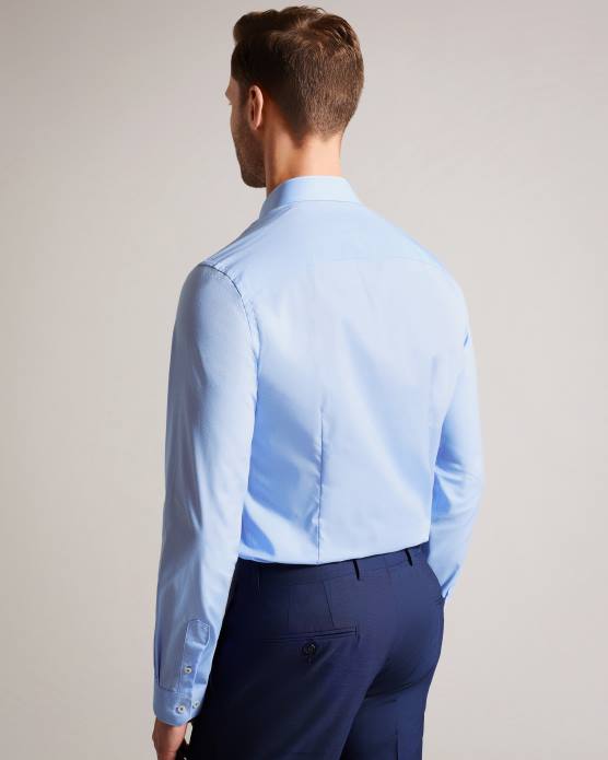 Ted Baker Hommes 60VD1441 vêtements chemise à pois à manches longues newtss bleu