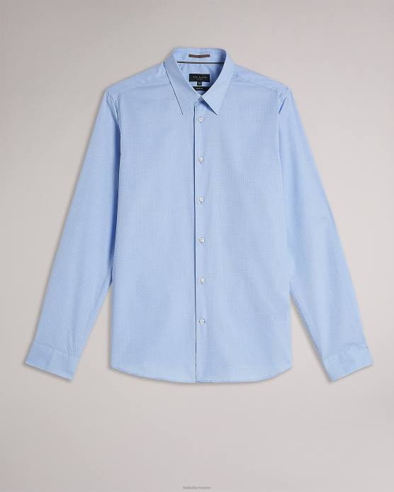 Ted Baker Hommes 60VD1441 vêtements chemise à pois à manches longues newtss bleu