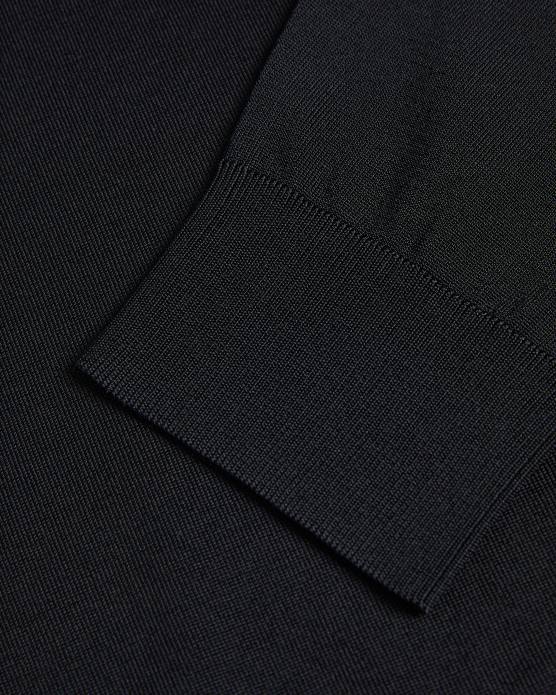 Ted Baker Hommes 60VD1554 vêtements viba polo en rayonne à manches longues et demi-zip noir