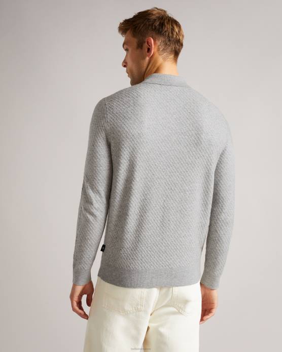 Ted Baker Hommes 60VD1725 vêtements nixan ls polo texturé tricoté marnes grises