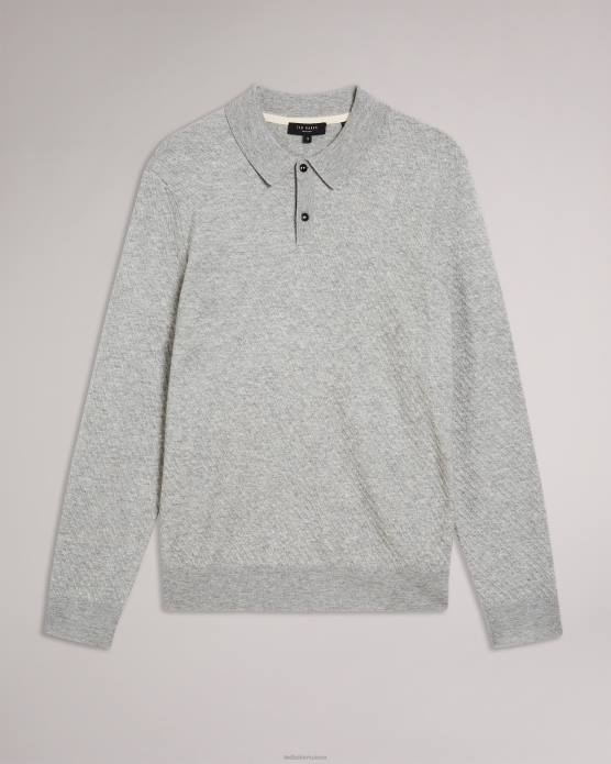 Ted Baker Hommes 60VD1725 vêtements nixan ls polo texturé tricoté marnes grises