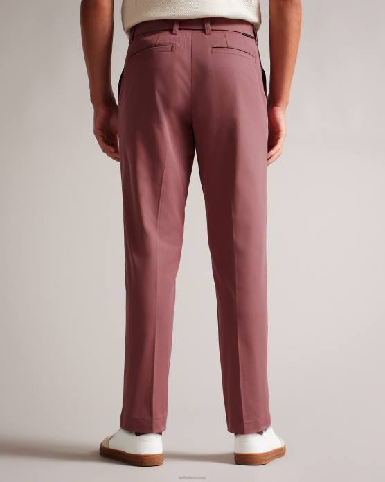 Ted Baker Hommes 60VD1266 vêtements pantalon droit ceinturé bordeaux
