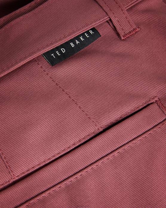 Ted Baker Hommes 60VD1266 vêtements pantalon droit ceinturé bordeaux
