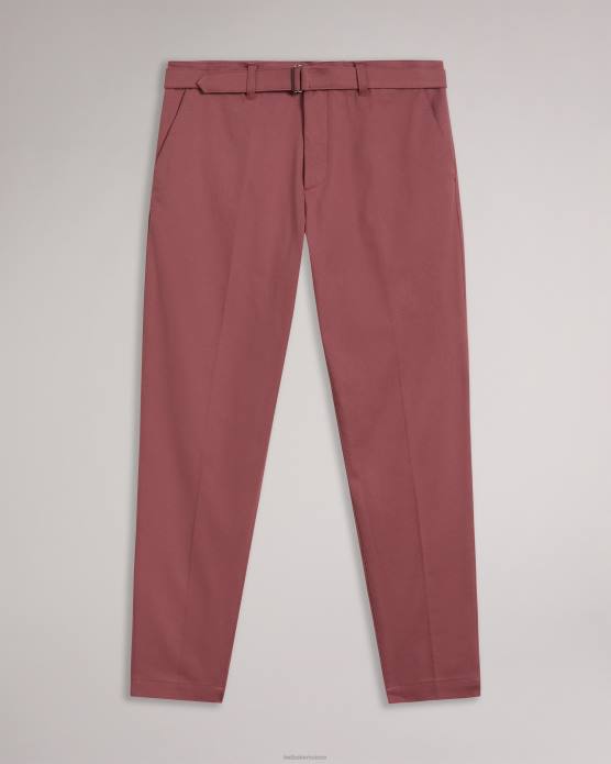 Ted Baker Hommes 60VD1266 vêtements pantalon droit ceinturé bordeaux