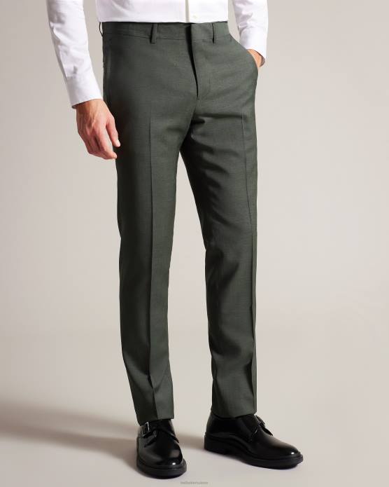 Ted Baker Hommes 60VD1388 vêtements pantalon de costume en peau de requin en pure laine riche kaki