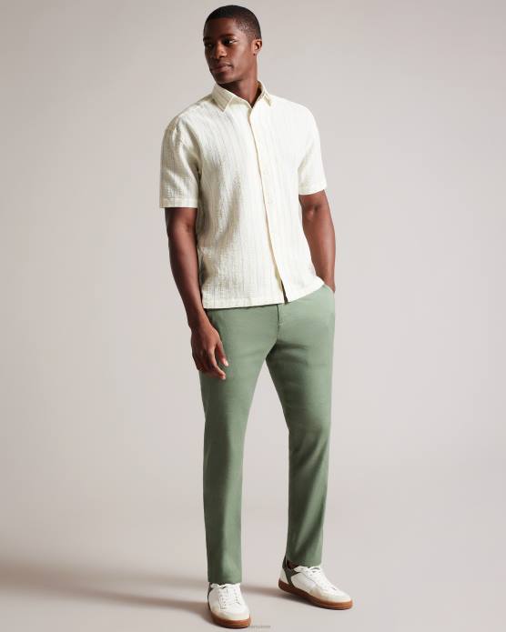 Ted Baker Hommes 60VD1390 vêtements pantalon élastique en lin mélangé Kimmel vert clair