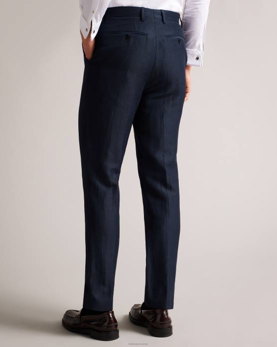 Ted Baker Hommes 60VD1469 vêtements pantalon slim fit en laine et lin lancet marine