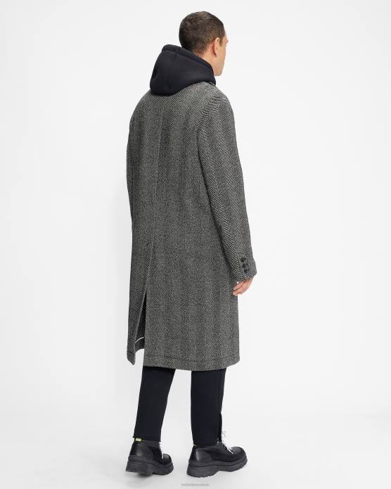 Ted Baker Hommes 60VD1674 vêtements pardessus tissé à chevrons Travers noir