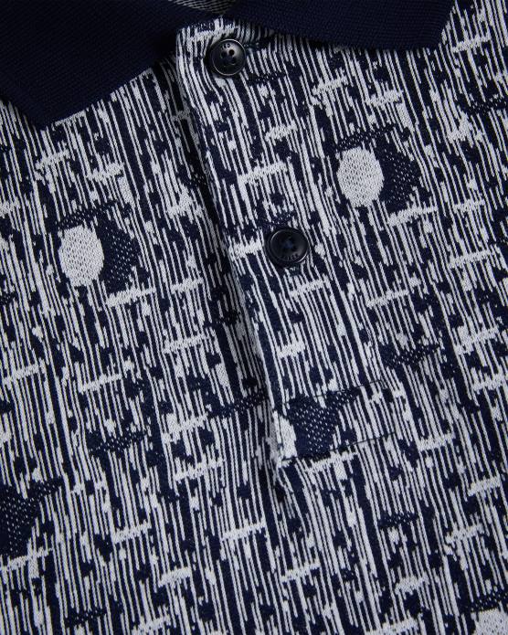 Ted Baker Hommes 60VD1224 vêtements polo en maille géométrique coreo bleu marine