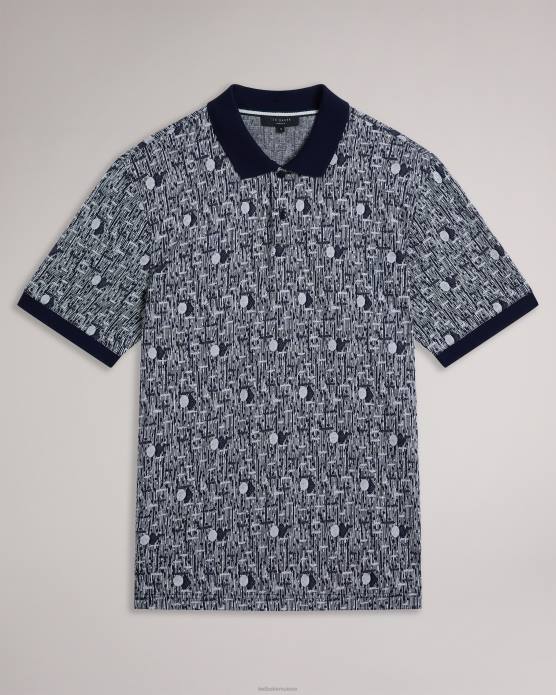 Ted Baker Hommes 60VD1224 vêtements polo en maille géométrique coreo bleu marine