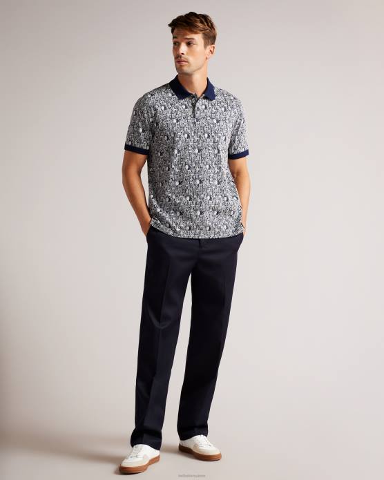Ted Baker Hommes 60VD1224 vêtements polo en maille géométrique coreo bleu marine