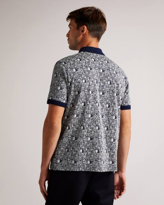 Ted Baker Hommes 60VD1224 vêtements polo en maille géométrique coreo bleu marine