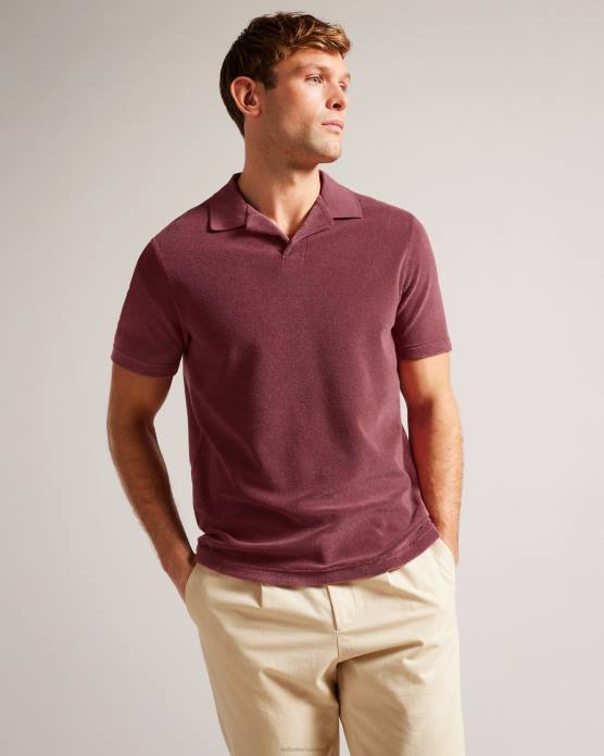 Ted Baker Hommes 60VD1494 vêtements Sndbank - Polo à col à revers en tissu éponge rose moyen