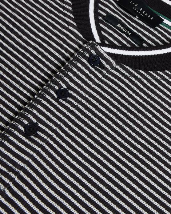 Ted Baker Hommes 60VD1534 vêtements garnerr polo rayé avec col grand-père noir