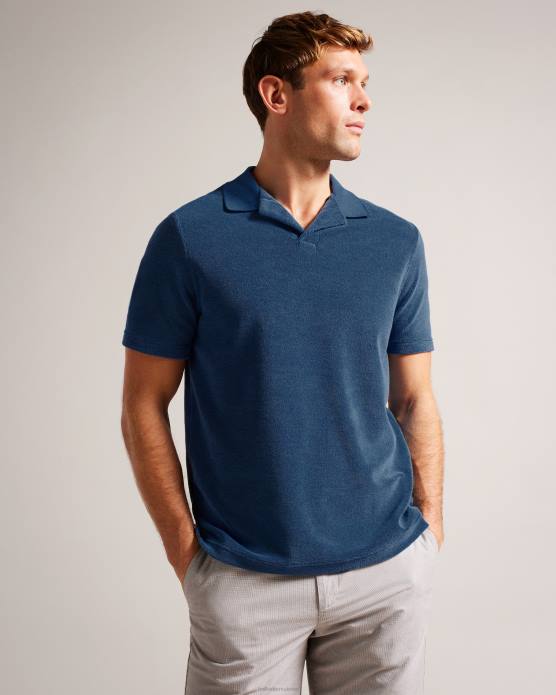 Ted Baker Hommes 60VD1565 vêtements Sndbank - Polo à col à revers en tissu éponge bleu foncé