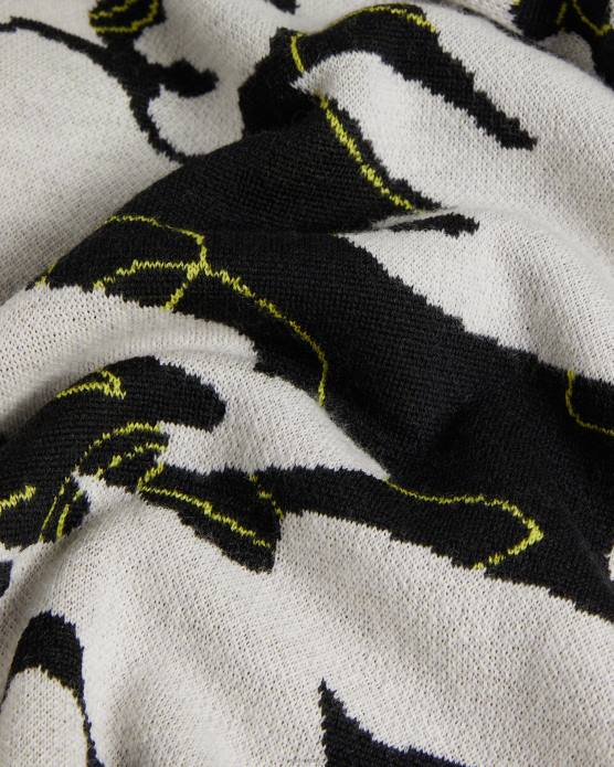 Ted Baker Hommes 60VD1275 vêtements pull en laine mérinos à fleurs ozier noir