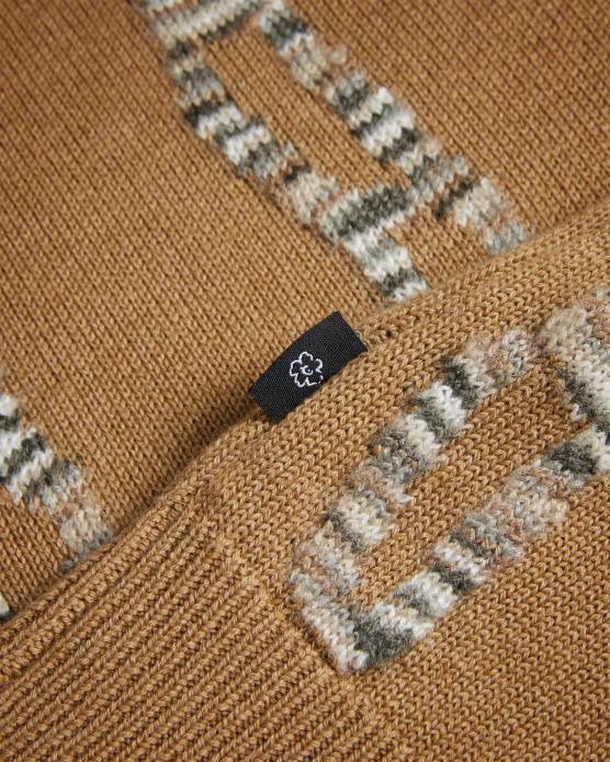 Ted Baker Hommes 60VD1277 vêtements nerin - pull à manches longues en maille torsadée chameau