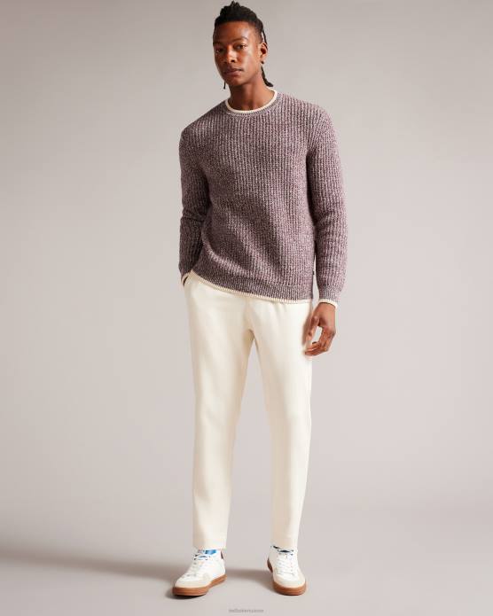 Ted Baker Hommes 60VD1295 vêtements pull overhal en maille coupe classique bordeaux