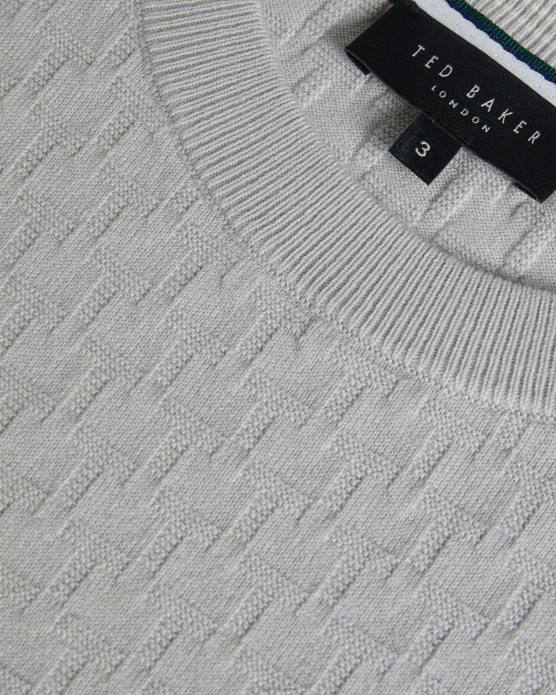 Ted Baker Hommes 60VD1490 vêtements Dartell - Pull à manches longues et col rond surpiqué gris clair