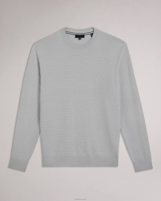 Ted Baker Hommes 60VD1490 vêtements Dartell - Pull à manches longues et col rond surpiqué gris clair