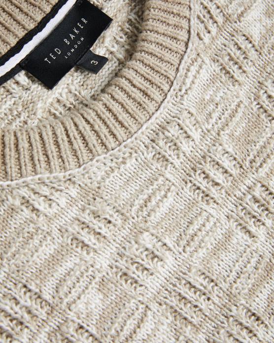 Ted Baker Hommes 60VD1518 vêtements kriskro - pull texturé à manches longues blanc