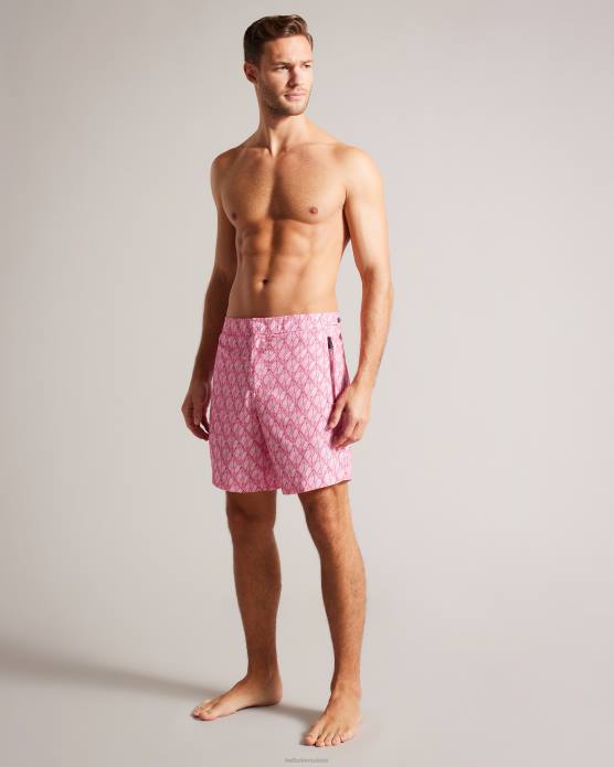 Ted Baker Hommes 60VD1308 vêtements Kloch - short de bain à imprimé géométrique rose pétant