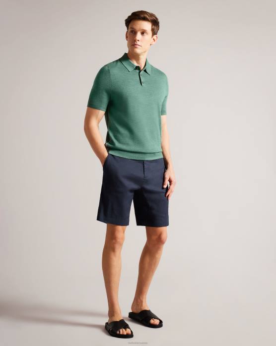 Ted Baker Hommes 60VD1307 vêtements short semi-élastiqué en cuir et lin mélangés marine