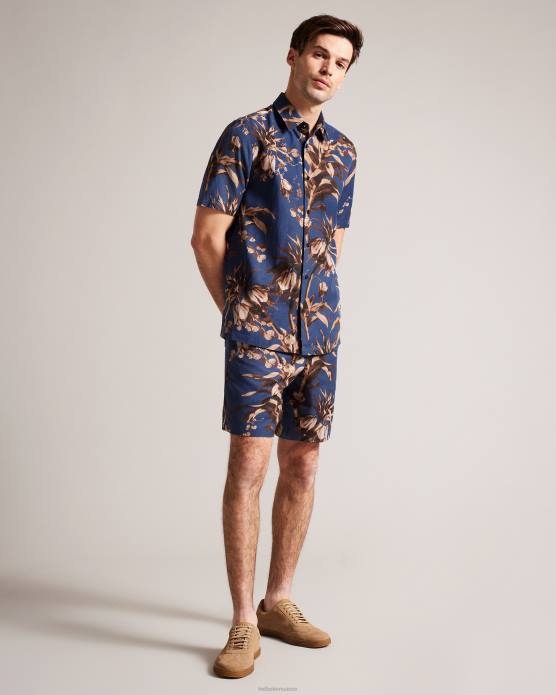 Ted Baker Hommes 60VD1457 vêtements short à imprimé botanique canriya marine