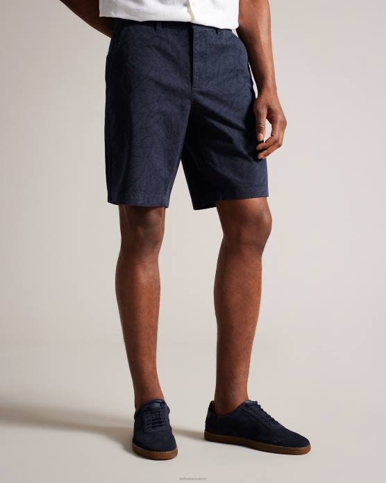 Ted Baker Hommes 60VD1507 vêtements short à imprimé feuilles marine