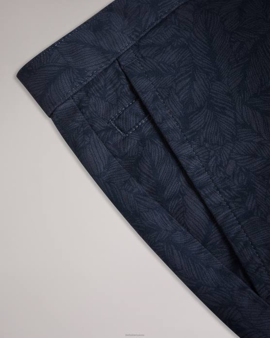 Ted Baker Hommes 60VD1507 vêtements short à imprimé feuilles marine