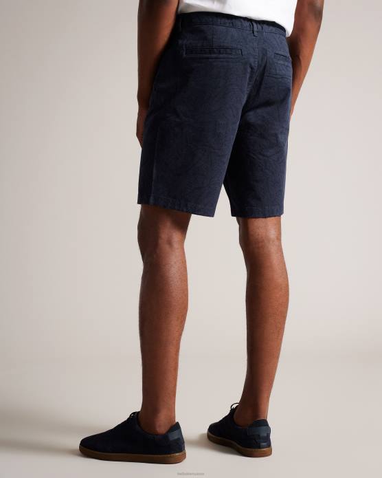 Ted Baker Hommes 60VD1507 vêtements short à imprimé feuilles marine