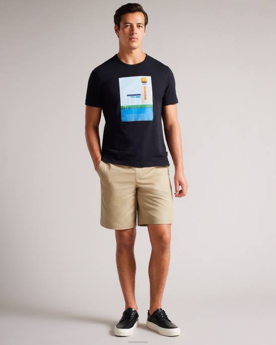 Ted Baker Hommes 60VD1590 vêtements mordon short en sergé à cordon de serrage naturel