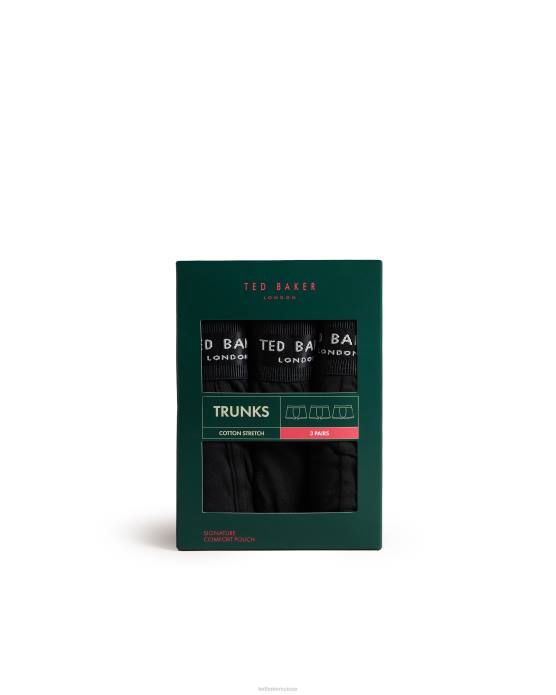 Ted Baker Hommes 60VD1491 vêtements cyclyye, lot de 3 boxers solides noir