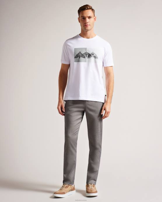 Ted Baker Hommes 60VD1264 vêtements rewild - t-shirt coupe classique à manches courtes et imprimé papillon blanc