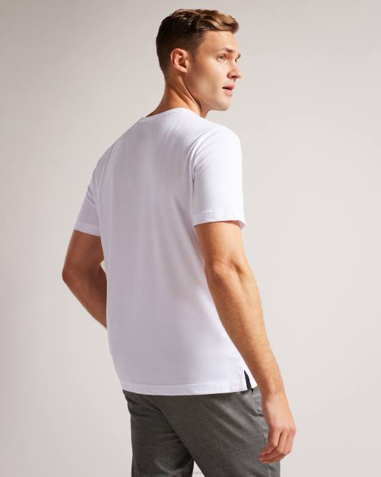Ted Baker Hommes 60VD1264 vêtements rewild - t-shirt coupe classique à manches courtes et imprimé papillon blanc