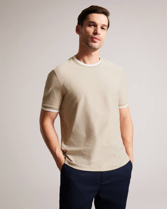 Ted Baker Hommes 60VD1298 vêtements Bowker - T-shirt texturé coupe classique bronzer