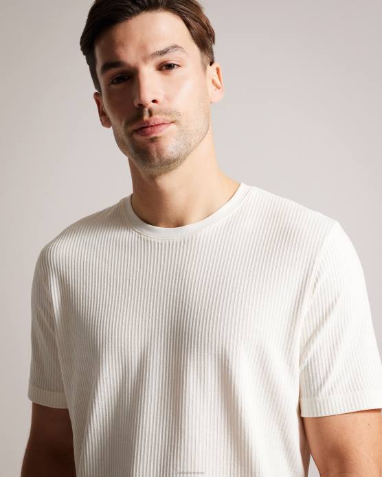 Ted Baker Hommes 60VD1300 vêtements rakes - t-shirt coupe classique texturé blanc