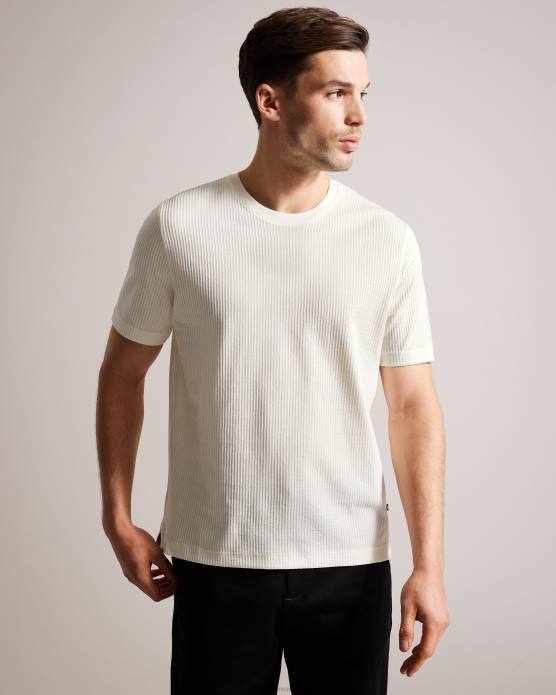 Ted Baker Hommes 60VD1300 vêtements rakes - t-shirt coupe classique texturé blanc