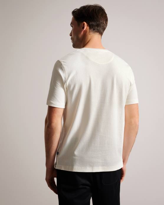 Ted Baker Hommes 60VD1300 vêtements rakes - t-shirt coupe classique texturé blanc