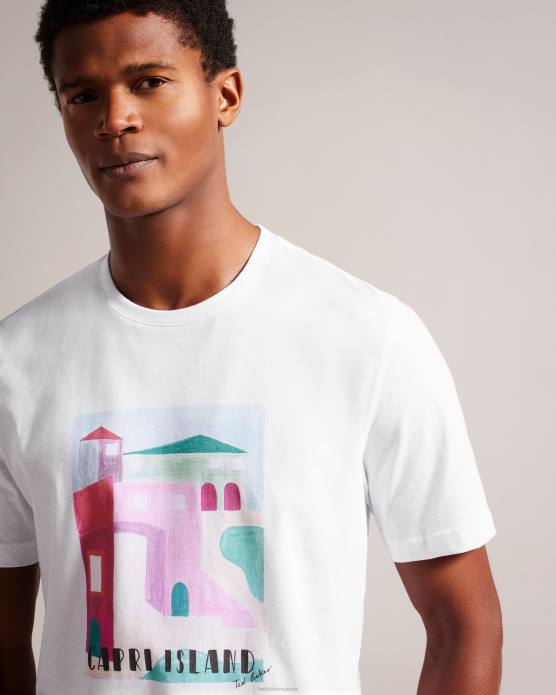 Ted Baker Hommes 60VD1312 vêtements Josep - t-shirt graphique à manches courtes blanc
