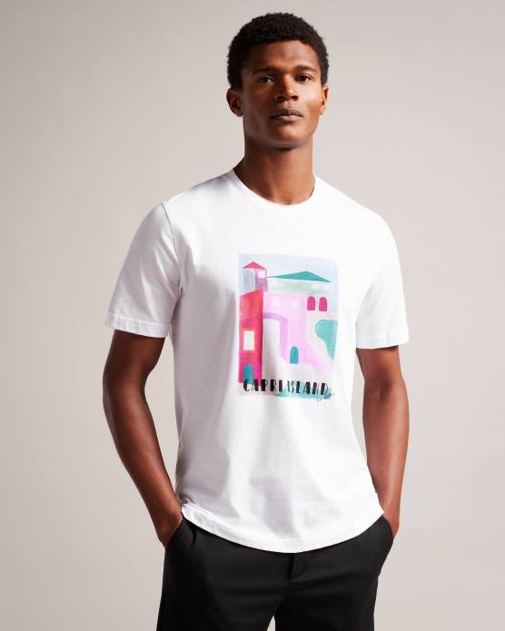 Ted Baker Hommes 60VD1312 vêtements Josep - t-shirt graphique à manches courtes blanc