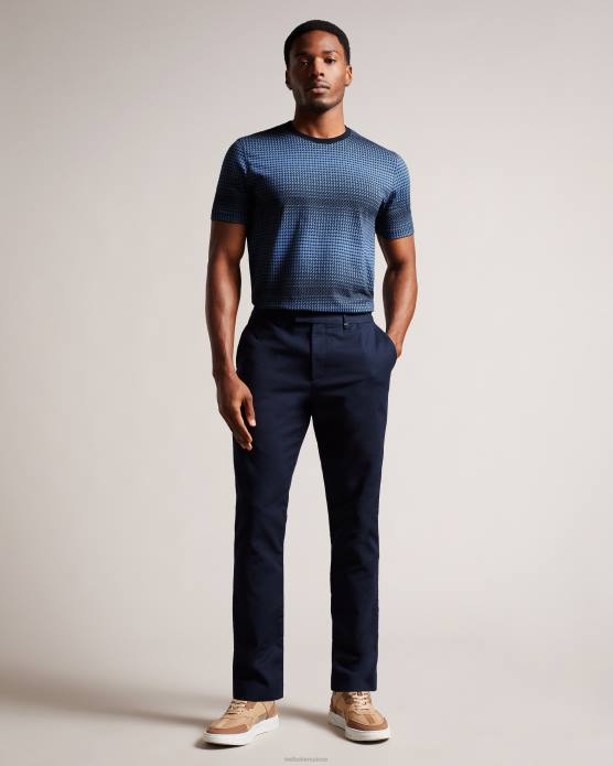 Ted Baker Hommes 60VD1332 vêtements t-shirt géométrique coupe classique ronete bleu foncé
