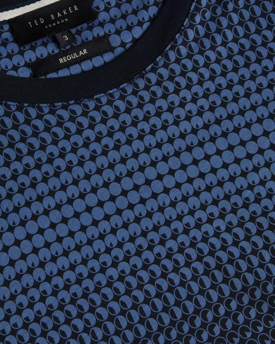 Ted Baker Hommes 60VD1332 vêtements t-shirt géométrique coupe classique ronete bleu foncé