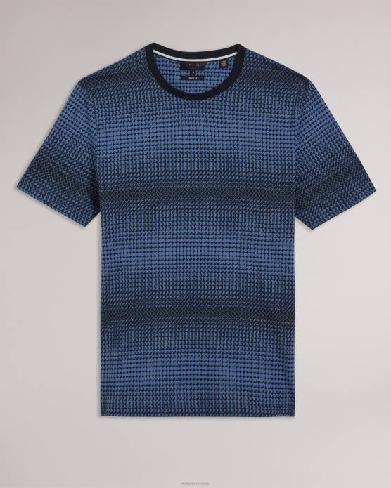 Ted Baker Hommes 60VD1332 vêtements t-shirt géométrique coupe classique ronete bleu foncé