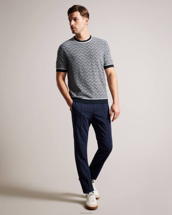 Ted Baker Hommes 60VD1429 vêtements nudla t-shirt en tricot zigzag marine