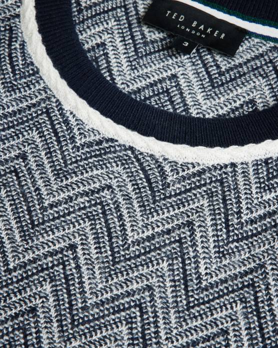 Ted Baker Hommes 60VD1429 vêtements nudla t-shirt en tricot zigzag marine