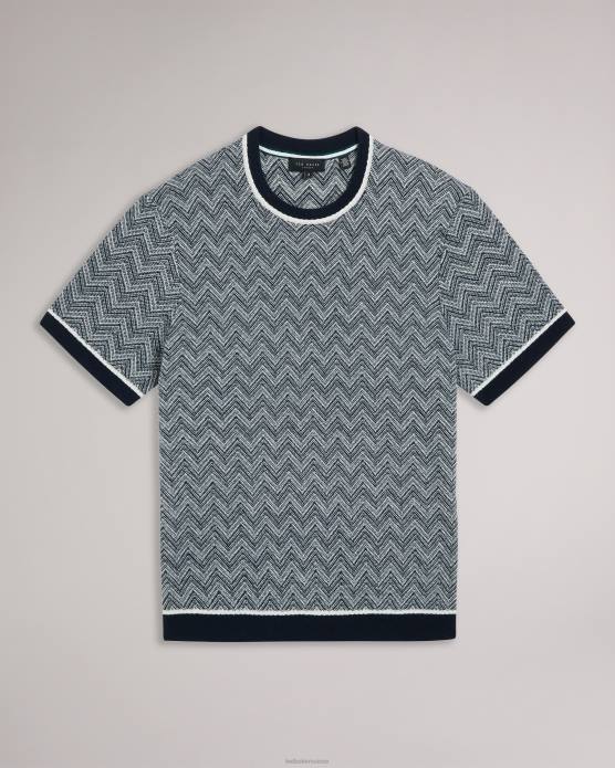 Ted Baker Hommes 60VD1429 vêtements nudla t-shirt en tricot zigzag marine