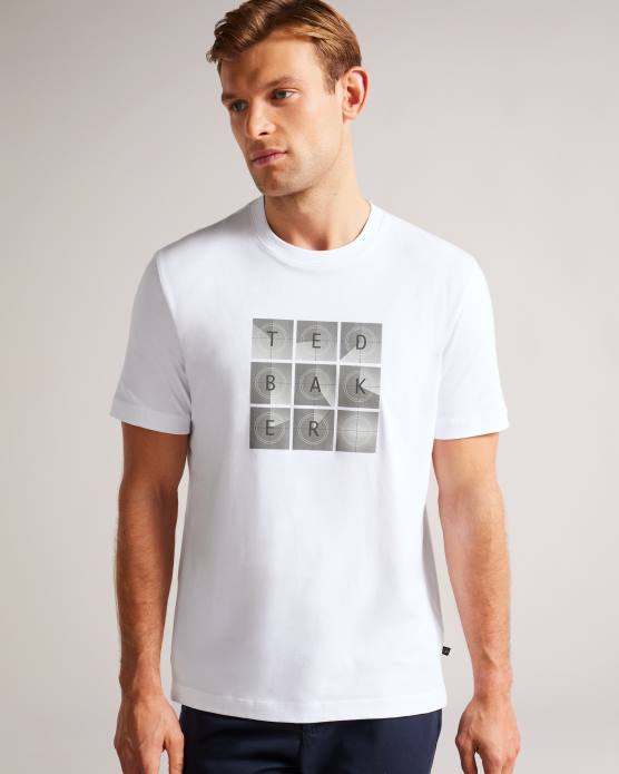 Ted Baker Hommes 60VD1523 vêtements farow - t-shirt griffé coupe classique à manches courtes blanc