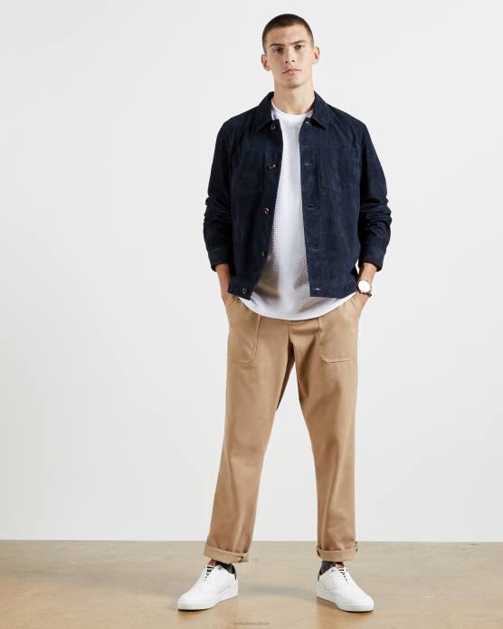 Ted Baker Hommes 60VD1572 vêtements t-shirt en coton texturé caramel blanc